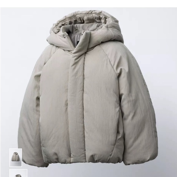Zara Jackets & Blazers - Zara Women's off white slight shimmer Puffer Jacket hooded large